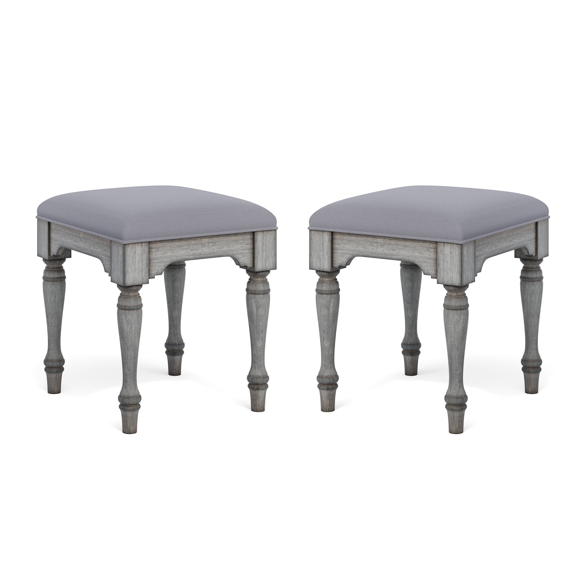 Plymouth Gray Pair of Ottomans
