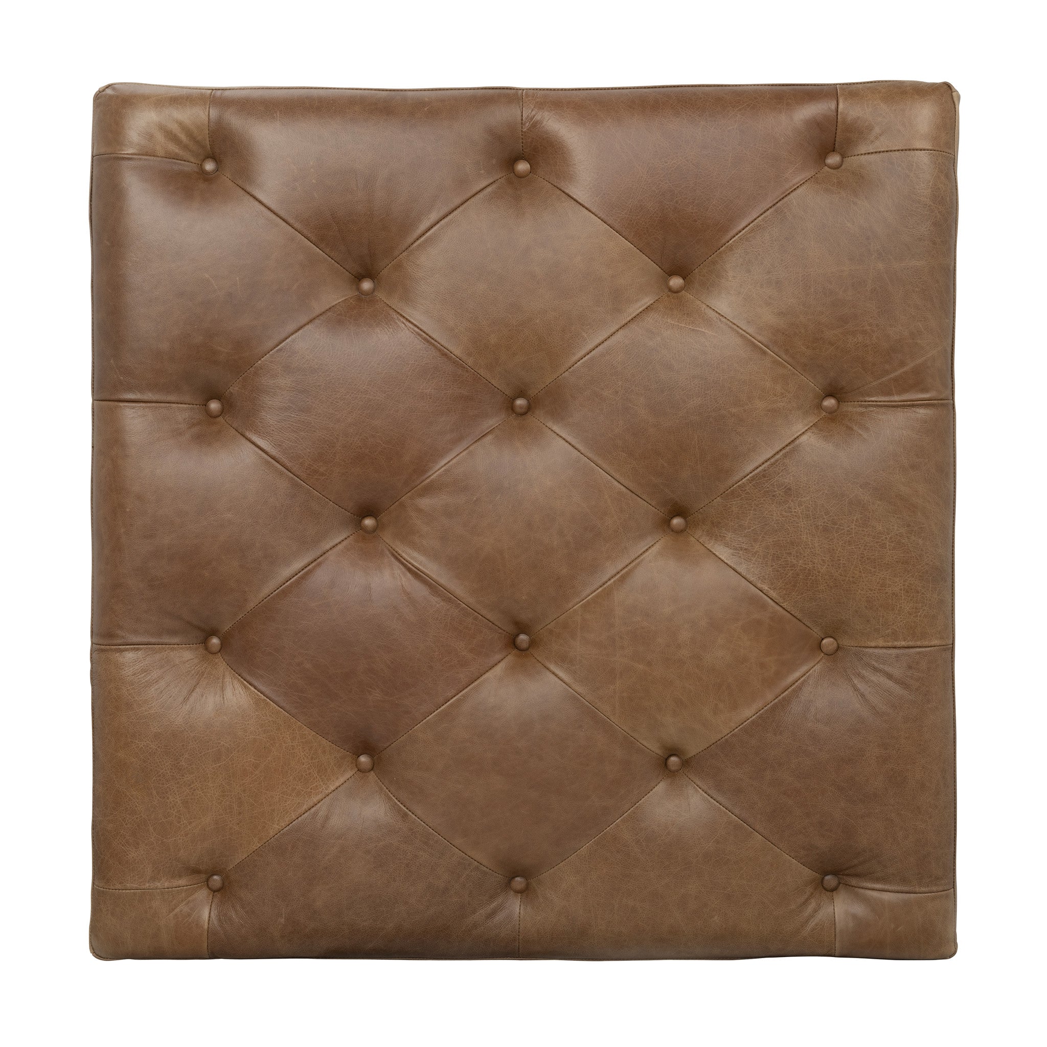 Hamilton Chestnut Leather Square Upholstered Ottoman