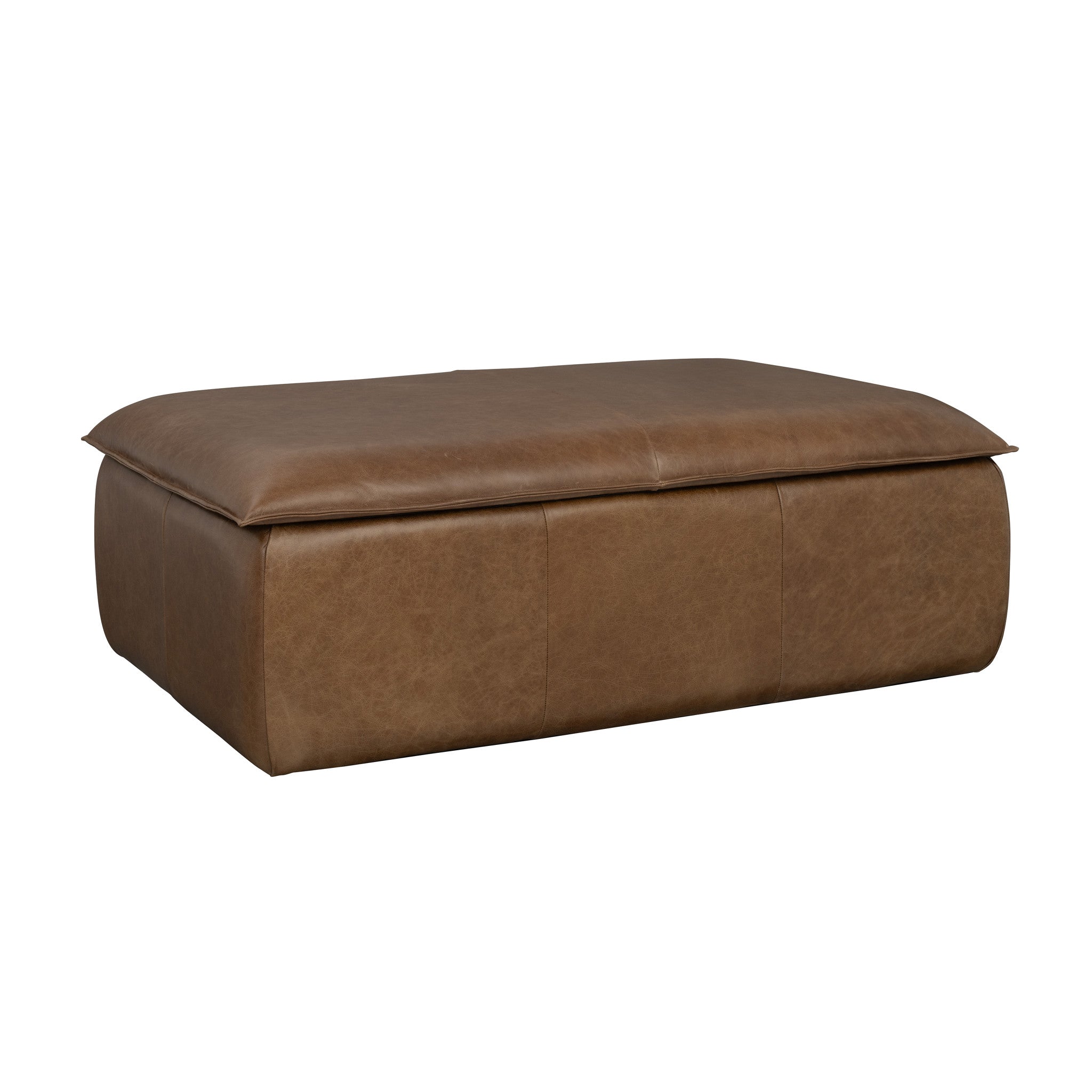 Crawford Chestnut Leather Rectangular Storage Ottoman