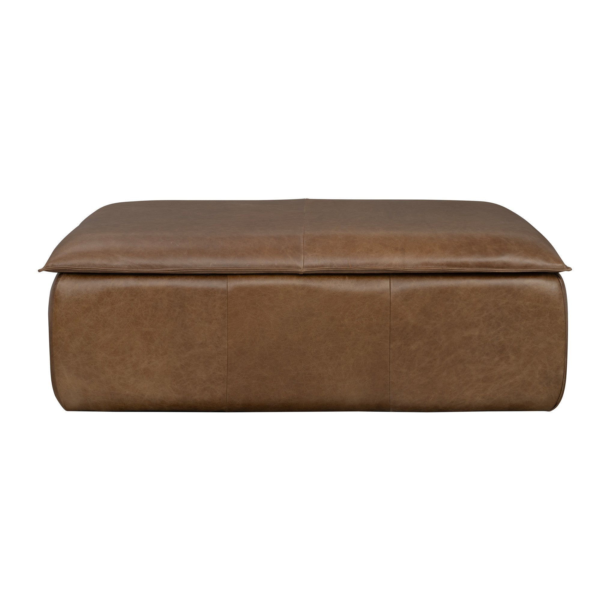 Crawford Chestnut Leather Rectangular Storage Ottoman